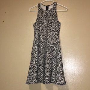 High neck, skater dress.